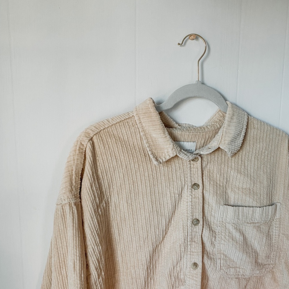 American Eagle Cream Cord Top